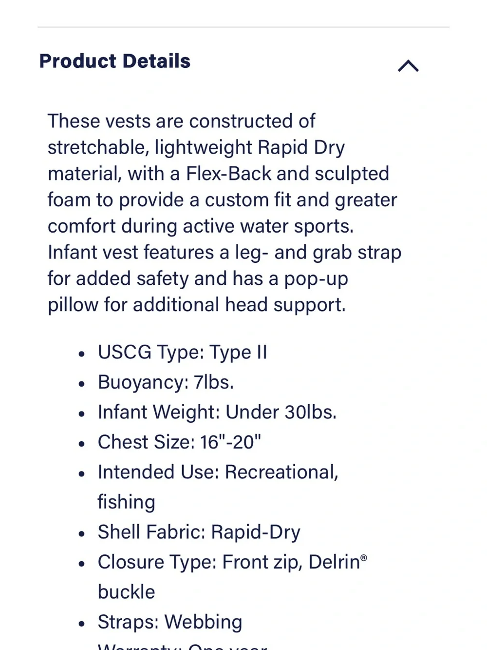 West Marine infant neoprene life vest